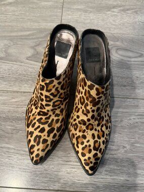 Women’s Dolce Vita Leopard Print Pony Hair Calfskin Leather Iris Mules